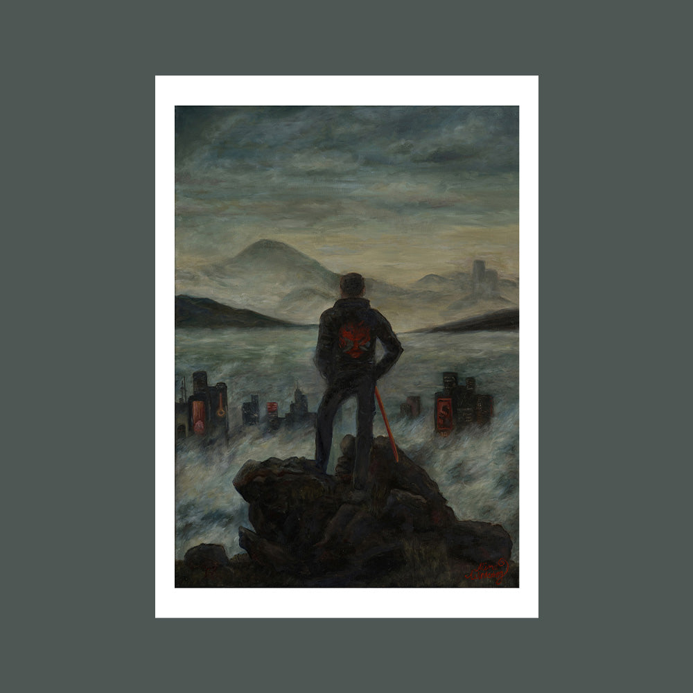 "Der Wanderer über Night City" Fine Art Print
